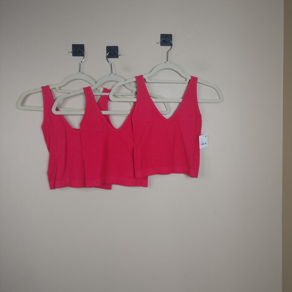 Free People Bundle of Three Solid Rib Brami in Cherry Size XS/S